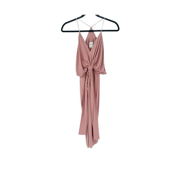 MISA Los Angeles Domino Draped Mini Dress Coral Pink Tie Front Size XS NWT - Picture 7 of 12